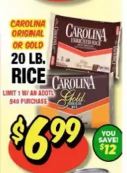 Western Beef CAROLINA ORIGINAL OR GOLD 20 LB. RICE offer