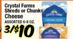 Western Beef Crystal Farms Shreds or Chunks Cheese offer