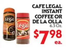 La Chiquita Food Market CAFE LEGAL INSTANT COFFEE OR DE LA OLLA offer