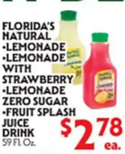 La Chiquita Food Market FLORIDA'S NATURAL LEMONADE WITH STRAWBERRY LEMONADE ZERO SUGAR FRUIT SPLASH JUICE DRINK offer