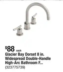 The Home Depot Glacier Bay Dorset 8 in. Widespread Double-Handle High-Arc Bathroom Faucet in Brushed Nickel offer