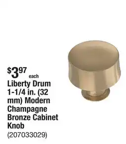 The Home Depot Liberty Drum 1-1/4 in. (32 mm) Modern Champagne Bronze Cabinet Knob offer