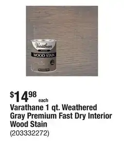 The Home Depot Varathane 1 qt. Weathered Gray Premium Fast Dry Interior Wood Stain offer