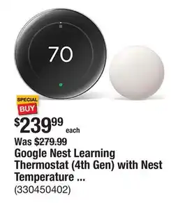 The Home Depot Google Nest Learning Thermostat (4th Gen) with Nest Temperature Sensor (2nd Gen) - Polished Silver offer
