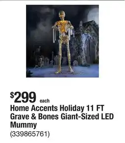 The Home Depot Home Accents Holiday 11 FT Grave & Bones Giant-Sized LED Mummy offer