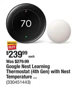 The Home Depot Google Nest Learning Thermostat (4th Gen) with Nest Temperature Sensor (2nd Gen) - Polished Obsidian offer