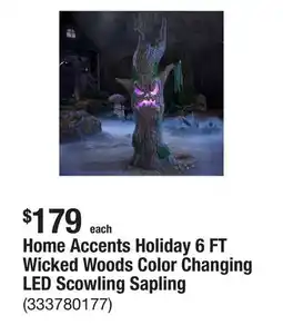 The Home Depot Home Accents Holiday 6 FT Wicked Woods Color Changing LED Scowling Sapling offer