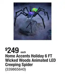 The Home Depot Home Accents Holiday 6 FT Wicked Woods Animated LED Creeping Spider offer