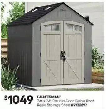 Craftsman double-door gable roof resin storage shed
