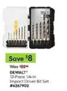Lowe's DeWalt 1/4-in Impact Driver Bit Set offer