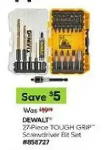 Lowe's DeWalt 27-piece tough grip screwdriver bit set offer