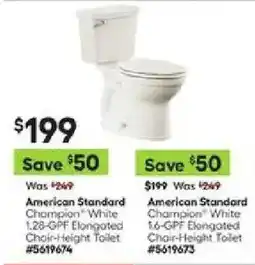 Lowe's American Standard Champion White 1.28-GPF Elongated Chair-Height Toilet offer