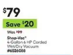 Lowe's Shop-Vac 4-Gallon 6 HP Corded Wet/Dry Vacuum offer
