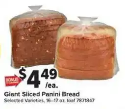 Giant Food Giant Sliced Panini Bread offer