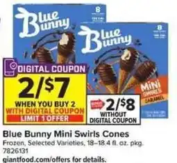 Giant Food Blue Bunny Mini Swirls Cones offer