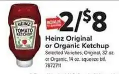 Giant Food Heinz Original or Organic Ketchup offer