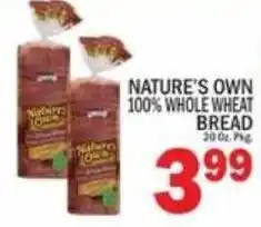 C Town Nature's Own 100% Whole Wheat Bread offer