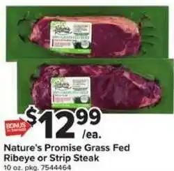 Giant Food Nature's Promise Grass Fed Ribeye or Strip Steak offer