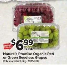 Giant Food Nature's Promise Organic Red or Green Seedless Grapes offer