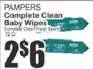 Key Food Pampers complete clean baby wipes offer