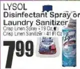 Key Food Lysol disinfectant spray or laundry sanitizer offer