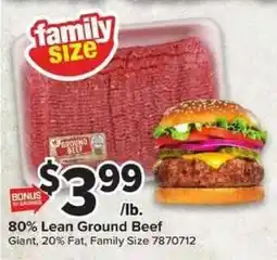 Giant Food 80% Lean Ground Beef offer