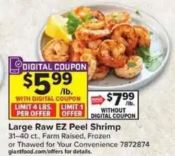 Giant Food Large Raw EZ Peel Shrimp offer