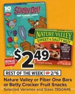 Giant Food Nature Valley or Fiber One Bars or Betty Crocker Fruit Snacks offer