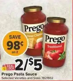 Giant Food Prego Pasta Sauce offer