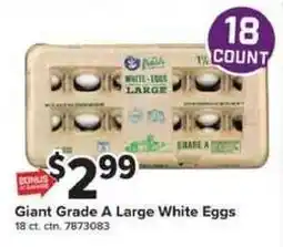 Giant Food Giant Grade A Large White Eggs offer