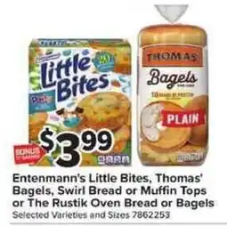 Giant Food Entenmann's Little Bites, Thomas' Bagels, Swirl Bread or Muffin Tops or The Rustik Oven Bread or Bagels offer
