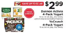 ShopRite Dannon Activia 4-Pack Yogurt offer