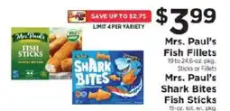ShopRite Mrs. Paul's Fish Fillets and Mrs. Paul's Shark Bites Fish Sticks offer