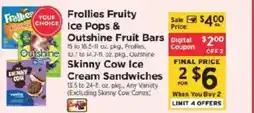 ShopRite Frollies Fruity Ice Pops & Outshine Fruit Bars offer