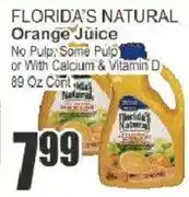 Key Food Florida's Natural Orange Juice offer