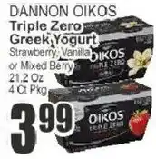 Key Food Dannon Oikos Triple Zero Greek Yogurt offer