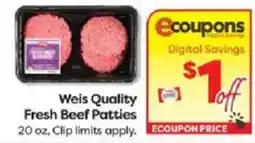 Weis Markets Weis Quality Fresh Beef Patties offer