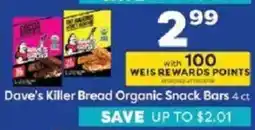 Weis Markets Dave's Killer Bread Organic Snack Bars offer