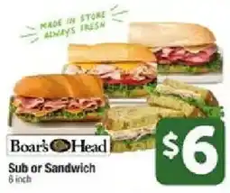 Star Market Boar's Head Sub or Sandwich offer