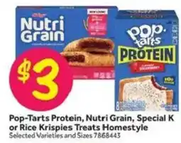 Stop&Shop Pop-Tarts Protein, Nutri Grain, Special K or Rice Krispies Treats Homestyle offer