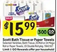 Stop&Shop Scott Bath Tissue or Paper Towels offer