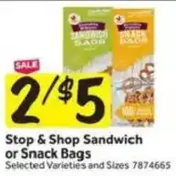 Stop&Shop Stop & Shop Sandwich or Snack Bags offer