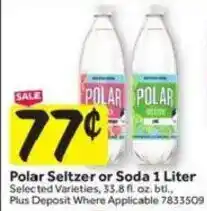 Stop&Shop Polar Seltzer or Soda 1 Liter offer