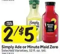 Stop&Shop Simply Ade or Minute Maid Zero offer