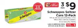 ShopRite Schweppes Seltzer Cans 12-pack offer
