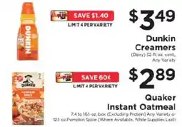 ShopRite Dunkin Creamers offer