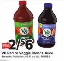 Giant Food V8 Red or Veggie Blends Juice offer