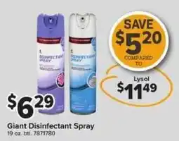 Giant Food Lysol giant disinfectant spray offer