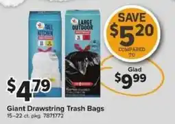 Giant Food Glad Giant Drawstring Trash Bags offer