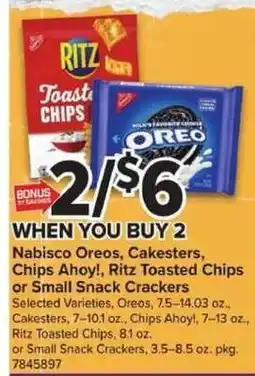 Giant Food Nabisco Oreo, Chips Ahoy!, Ritz Toasted Chips or Small Snack Crackers offer